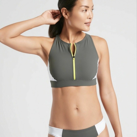 Athleta Other - athleta colorblock zip front bikini top xs